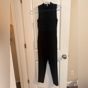 Black Lace Bodice Jumpsuit - Women